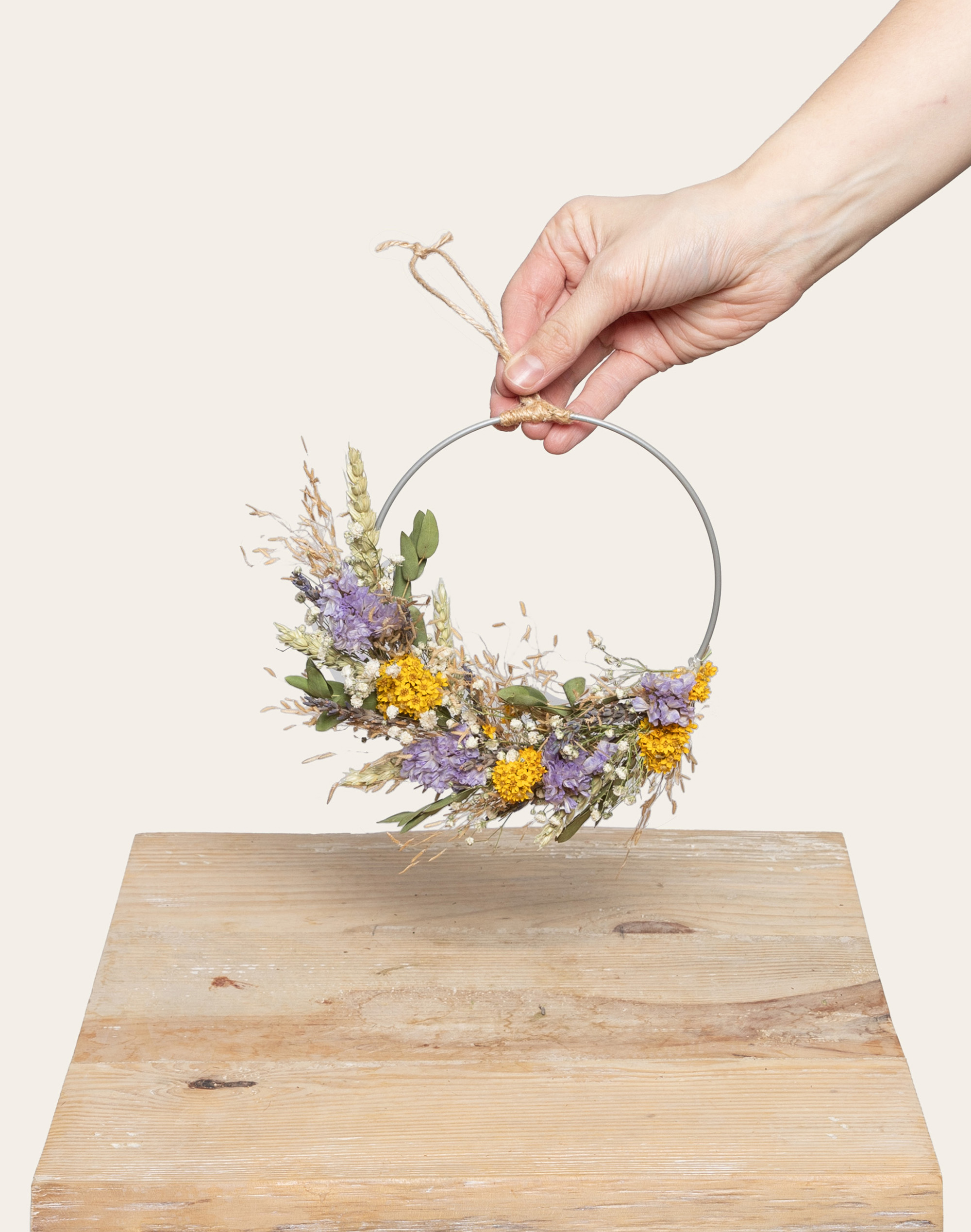 Violette - Couronne de fleurs séchées