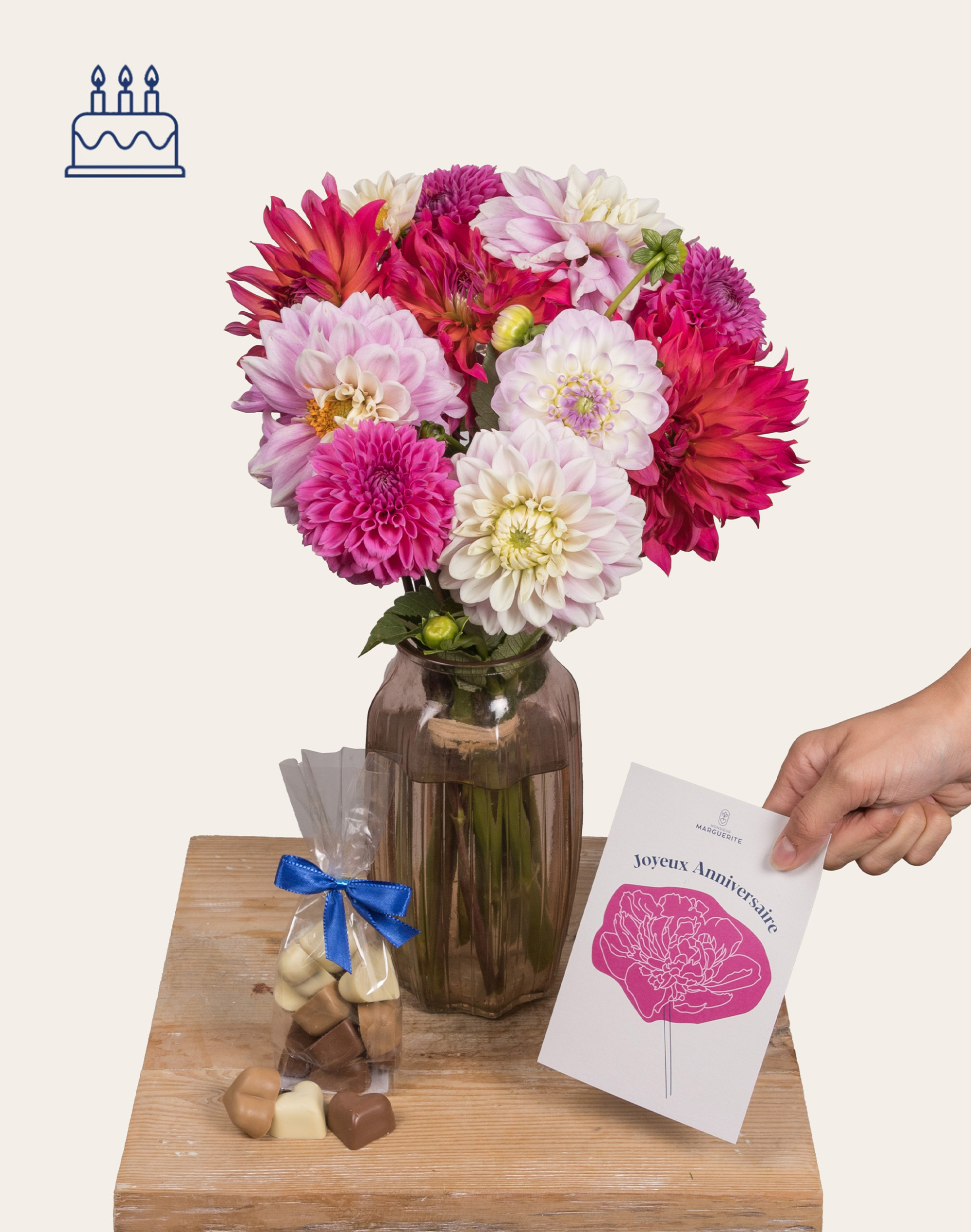 Pack Anniversaire - Botte de Dahlias surprises