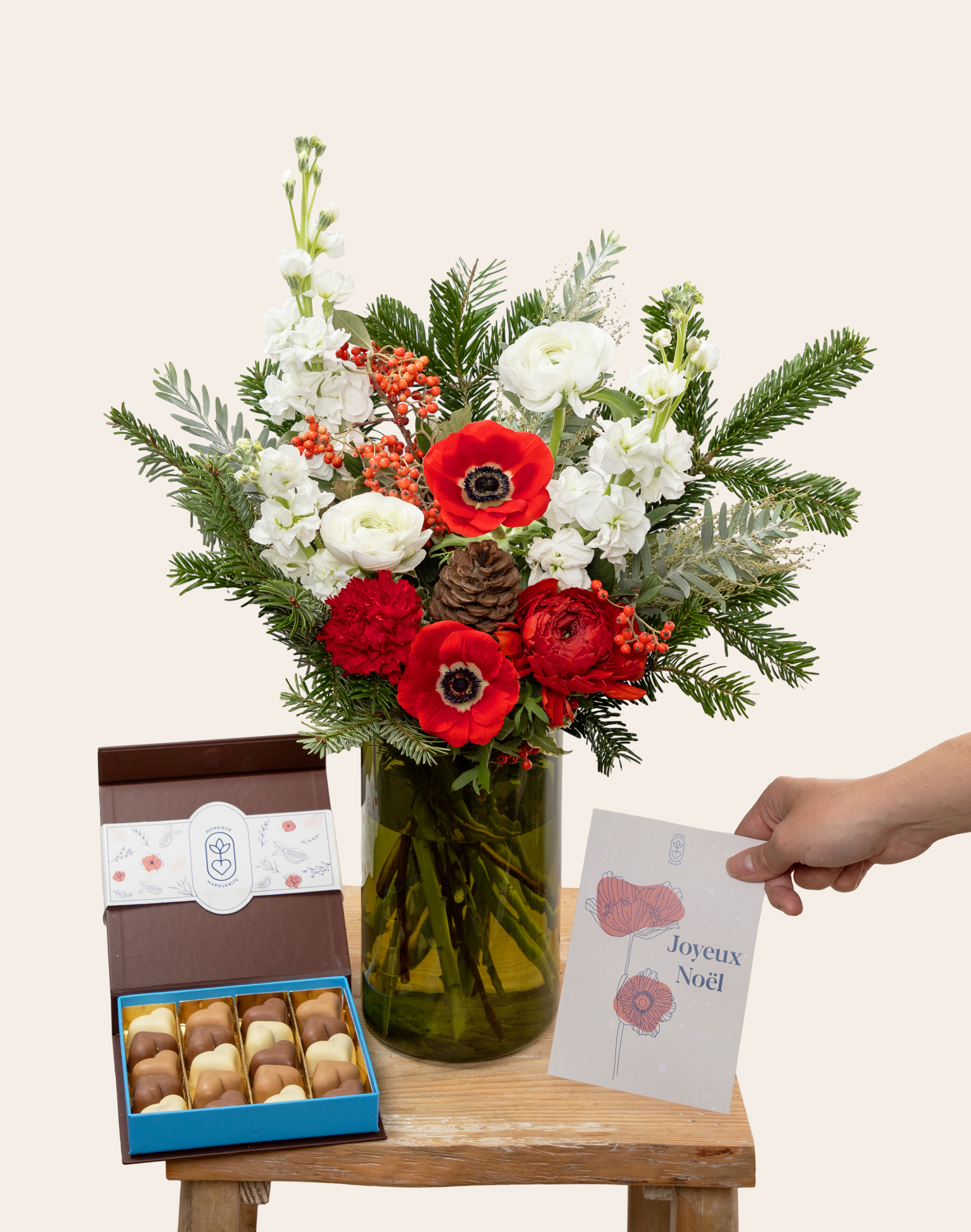 Pack Noël - Bouquet de Noël rouge et blanc