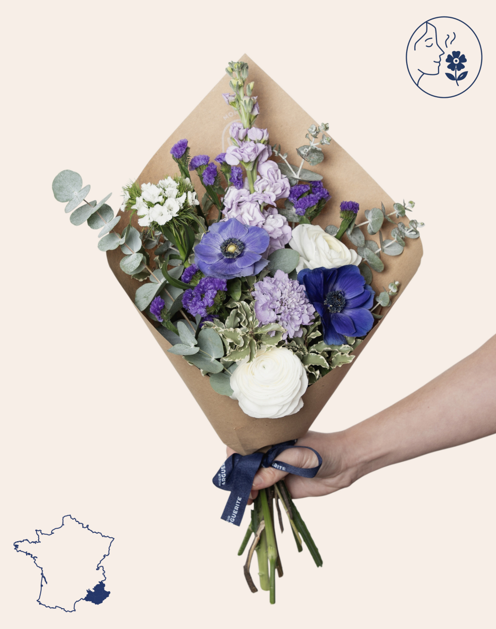 Bouquet de saison - Bleu et blanc