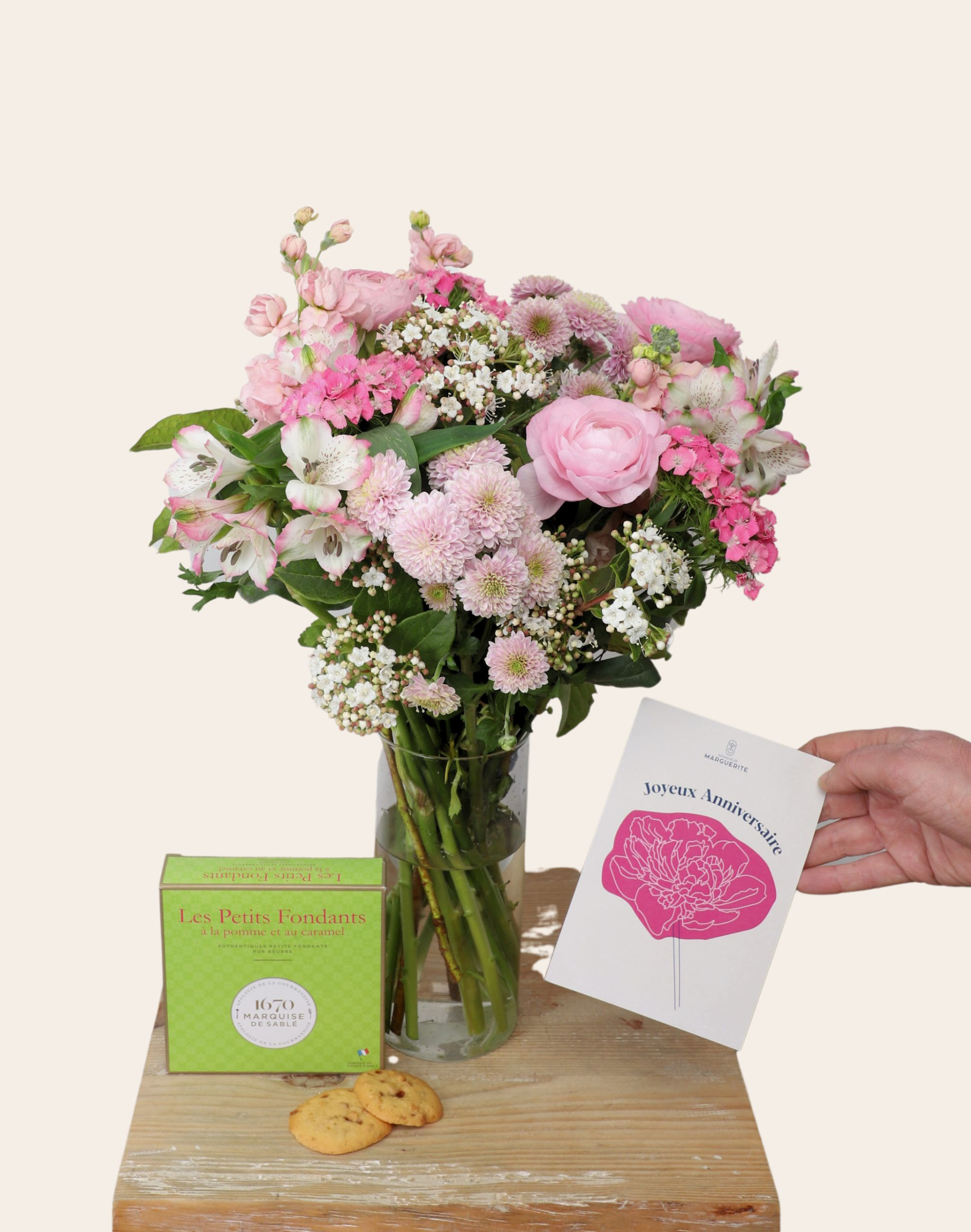 Pack anniversaire - Bouquet de saison et petits fondants pomme & caramel