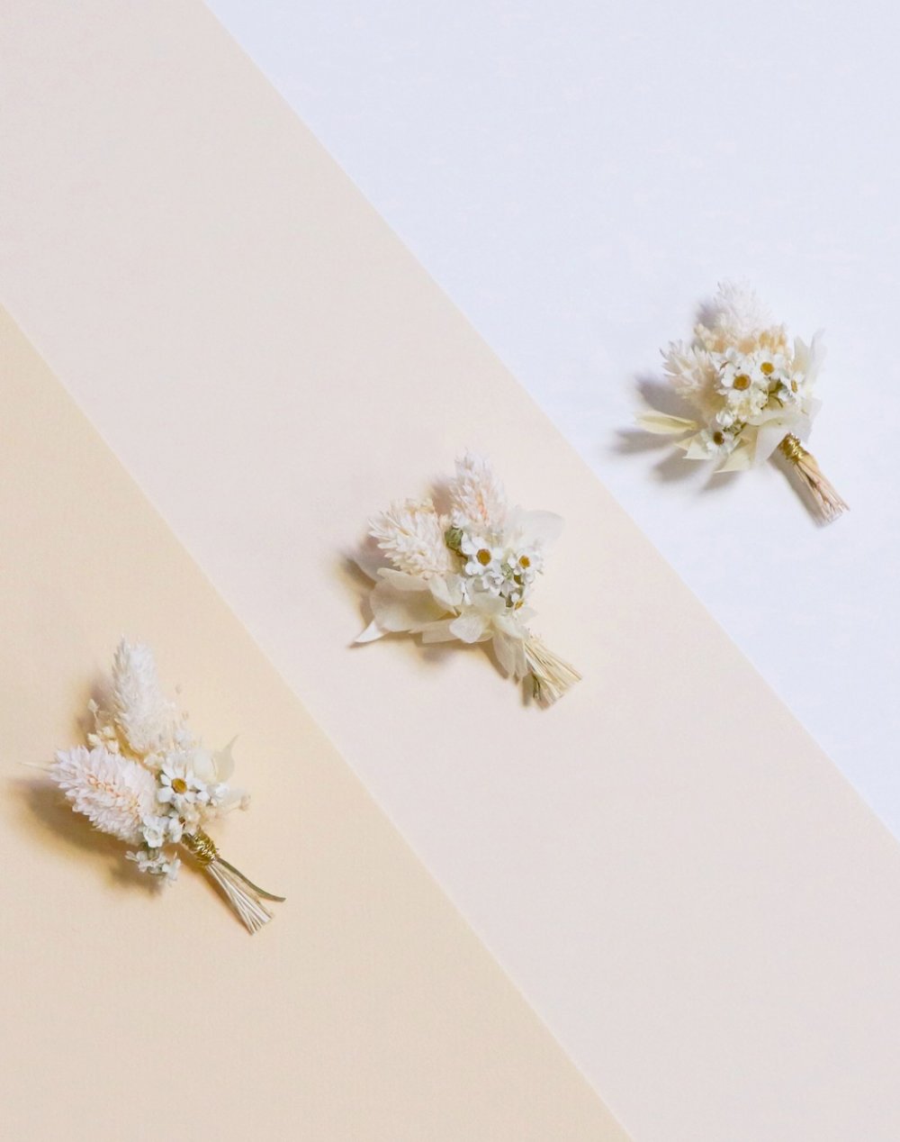 Eternity - Trio de boutonnières en fleurs séchées