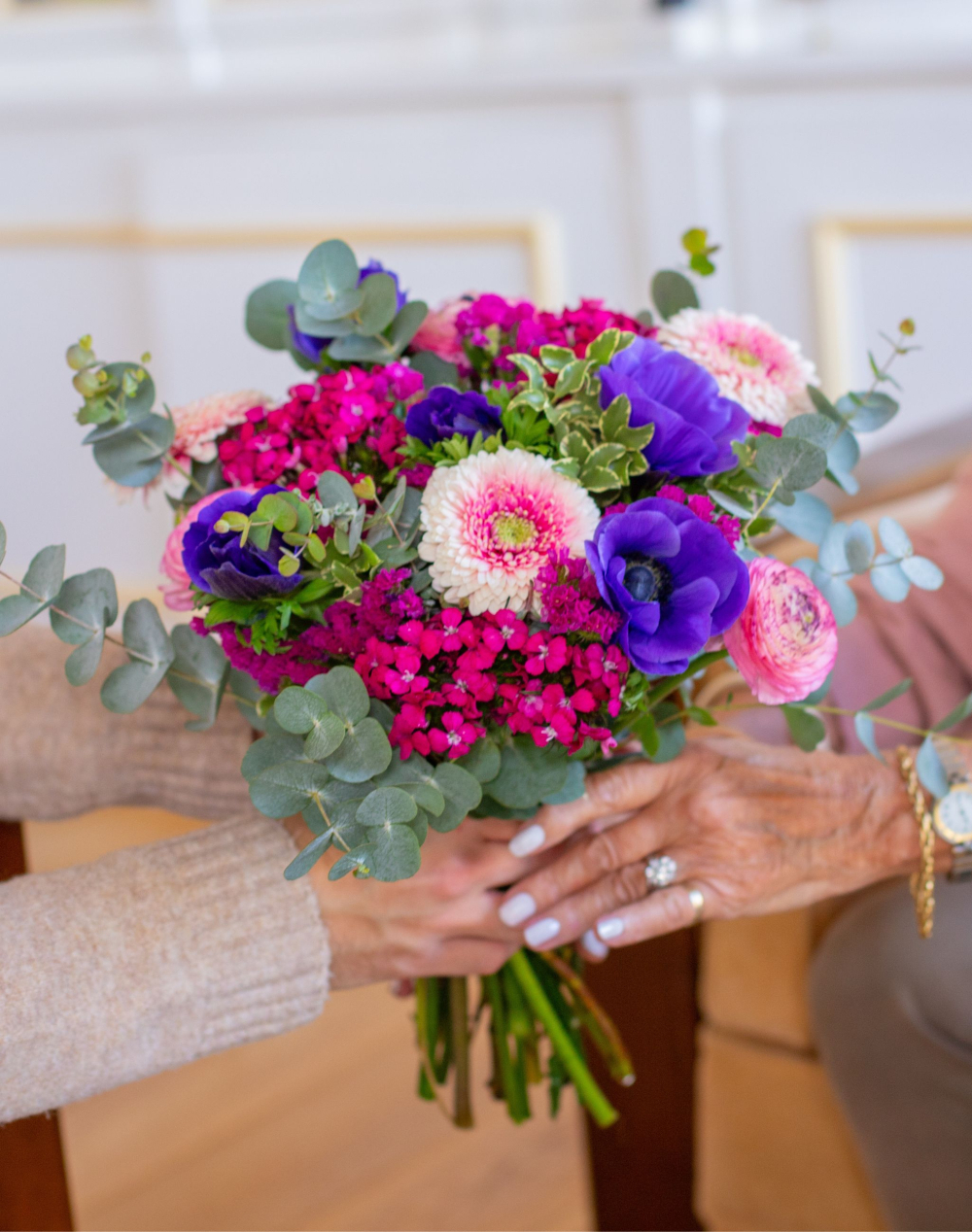 Bouquet du moment - Rose et bleu