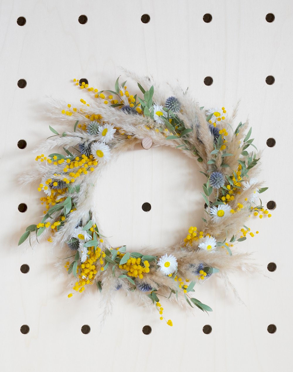 Printemps champêtre - Couronne en fleurs séchées