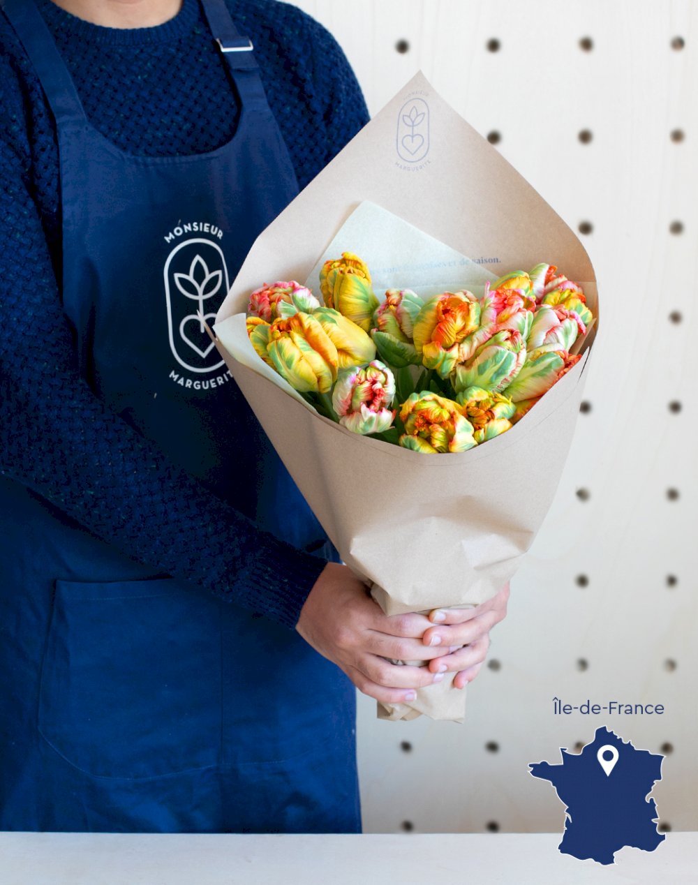 Botte de 20 Tulipes d'exception Perroquet oranges