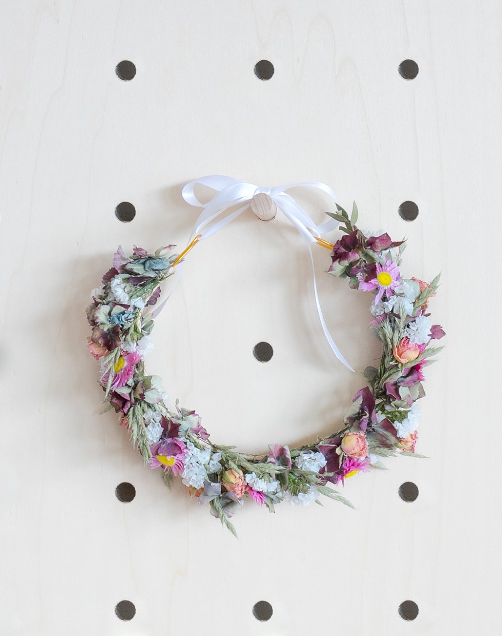 Couronne de tête fleurs séchées - Rose