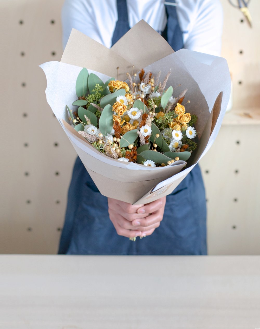 Féerie jaune - Bouquet de fleurs séchées